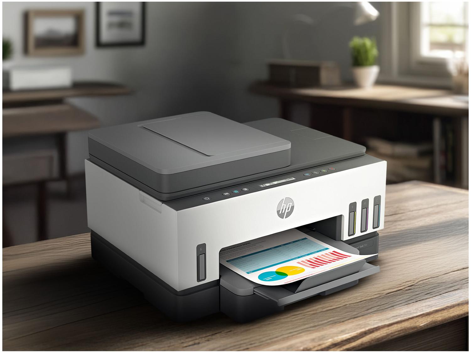Impressora Multifuncional HP Smart Tank 754 Wi-Fi Tanque de tinta Colorida Duplex USB