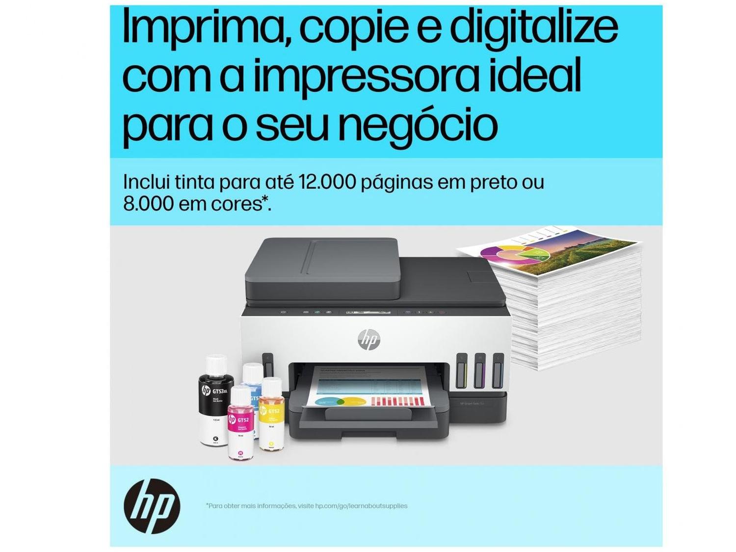 Impressora Multifuncional HP Smart Tank 754 Wi-Fi Tanque de tinta Colorida Duplex USB