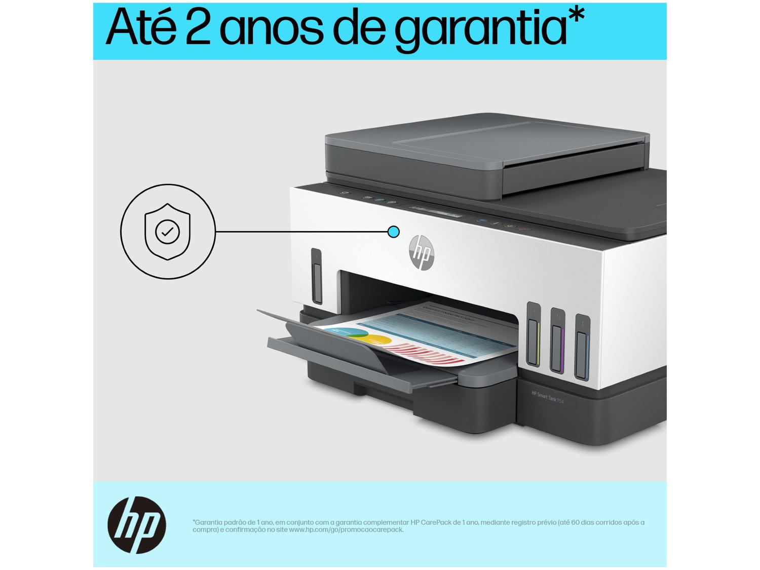 Impressora Multifuncional HP Smart Tank 754 Wi-Fi Tanque de tinta Colorida Duplex USB