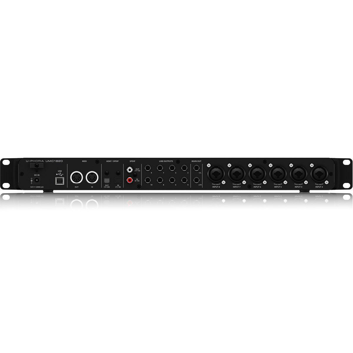 Interface de audio midi behringer uphoria umc1820 usb 18 canais