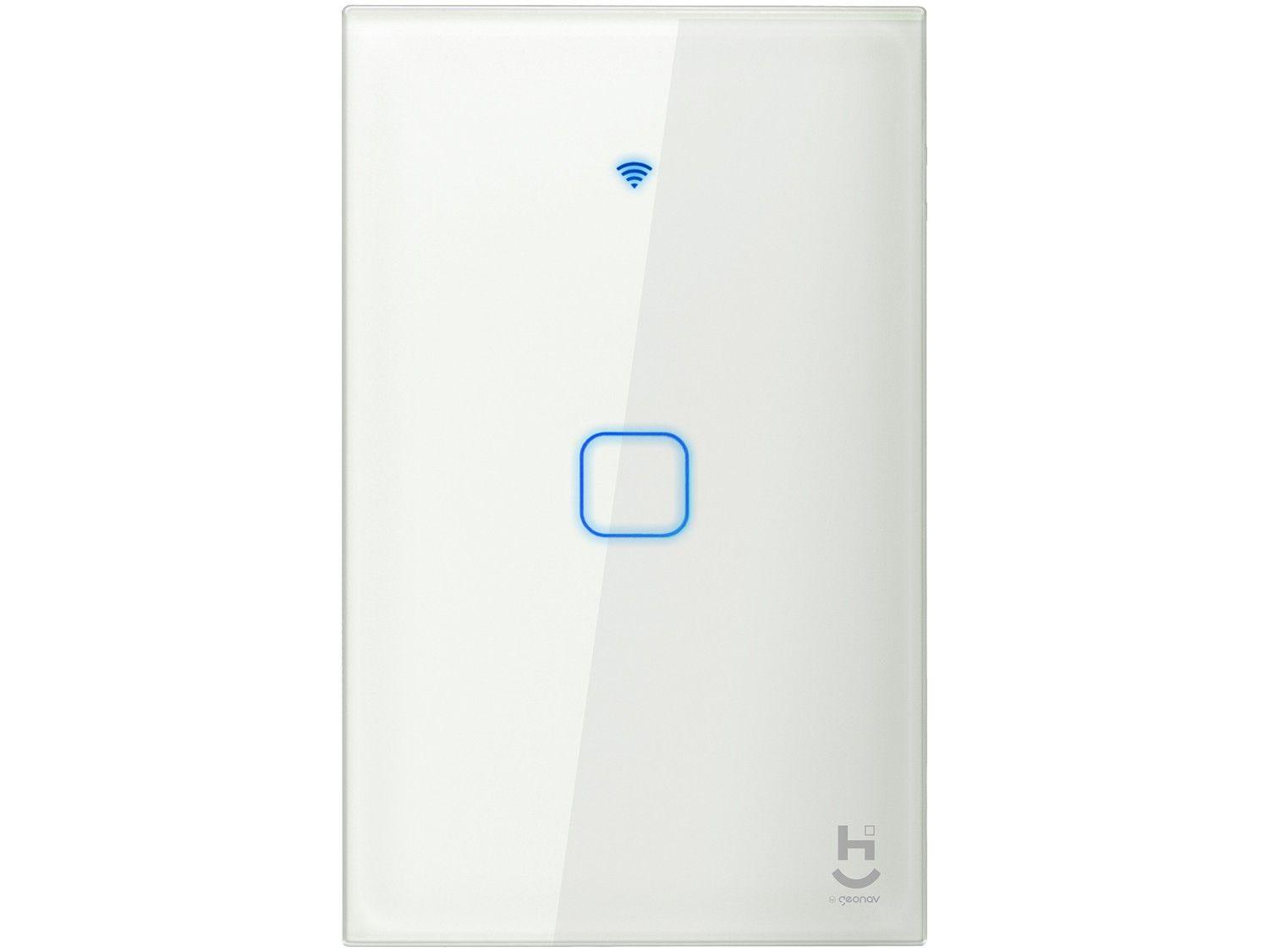 Interruptor Inteligente de Iluminação Touch para Automação HIINT1C Geonav sem Fio Wi-Fi 1 Botão