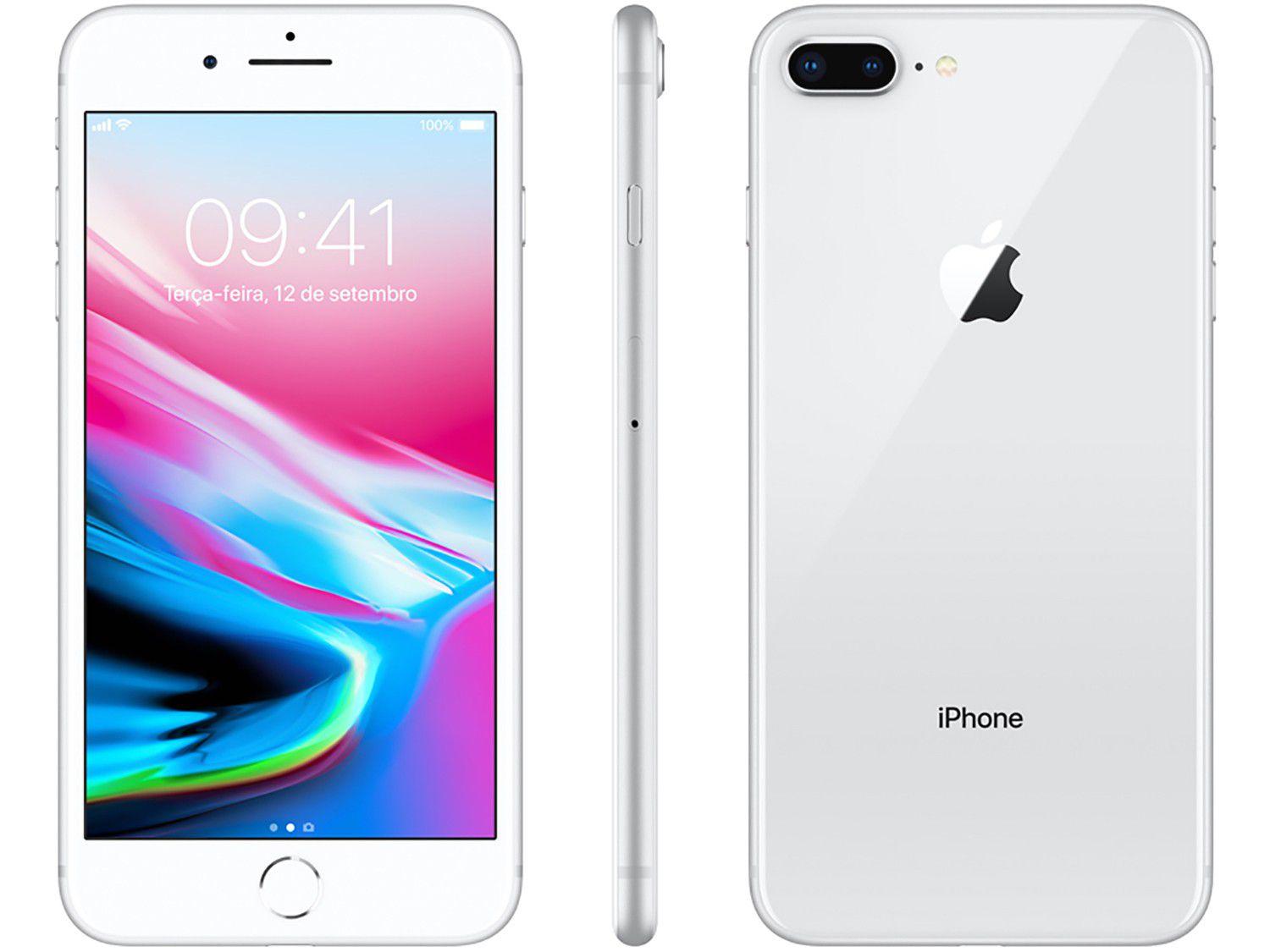 iPhone 8 Plus Apple 64GB Prata 4G Tela 5,5” Retina Câm