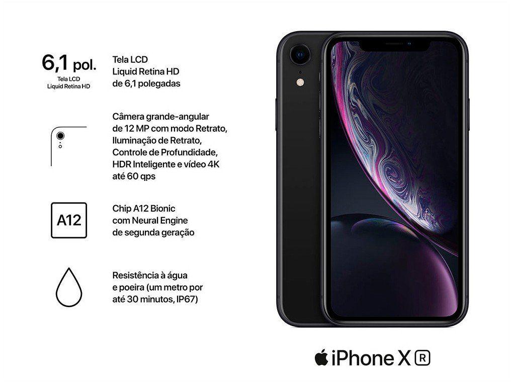 iPhone XR Apple 128GB Preto 6,1” 12MP iO| 128GB - Preto | Shopping