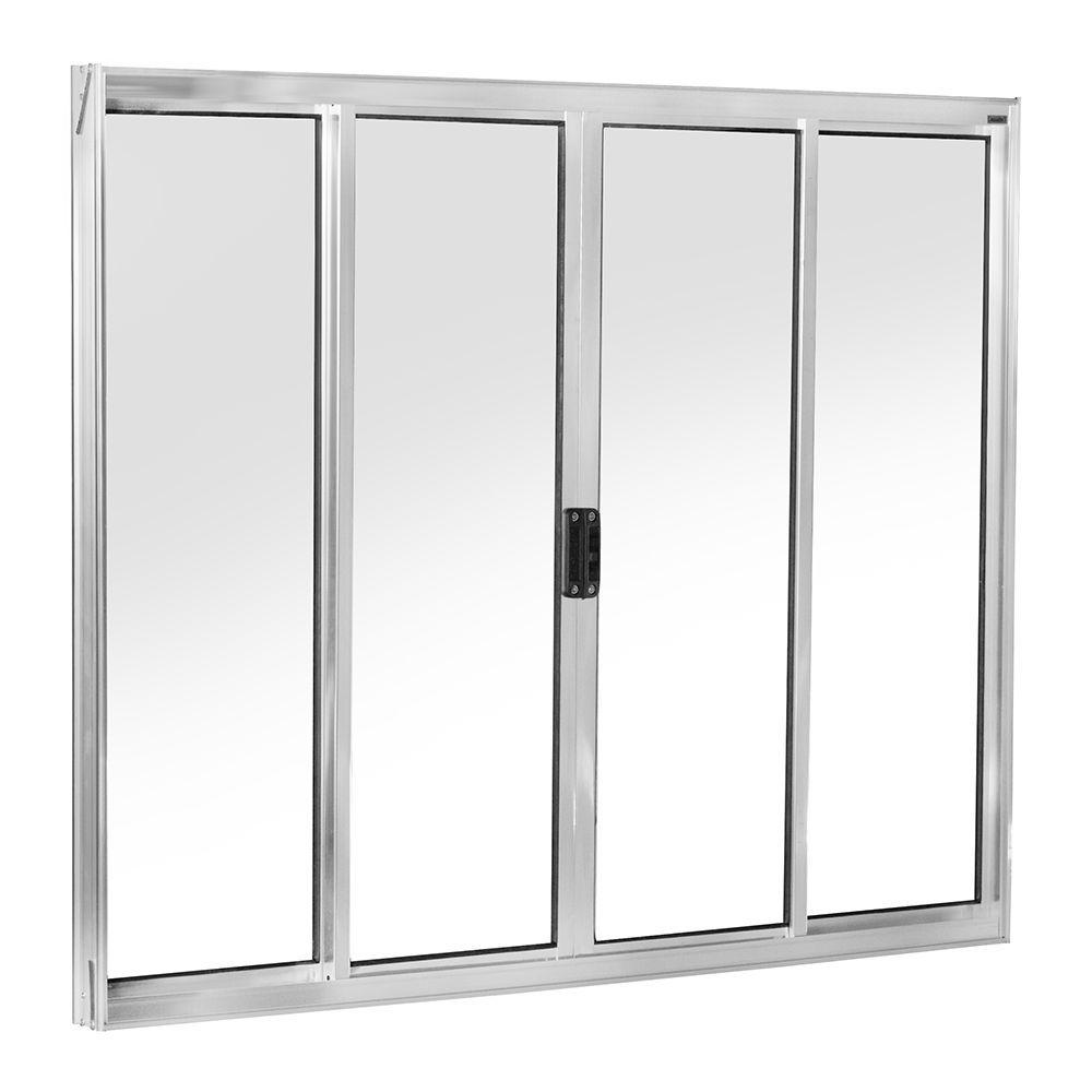 Janela veneziana de correr central Esquadrisul de alumínio 4 folhas