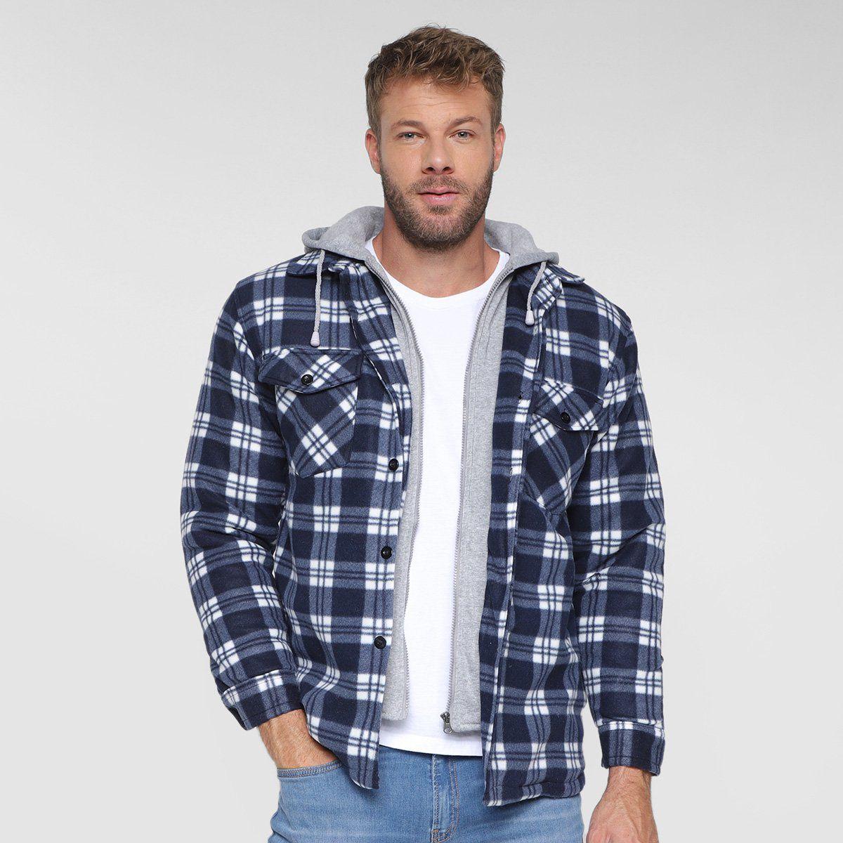 Camisa Xadrez Casaco Quadriculado Masculino Blusa Xadrez Com Capuz