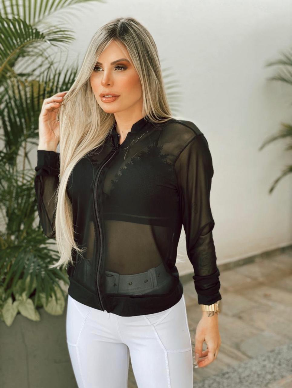 jaqueta bomber tule