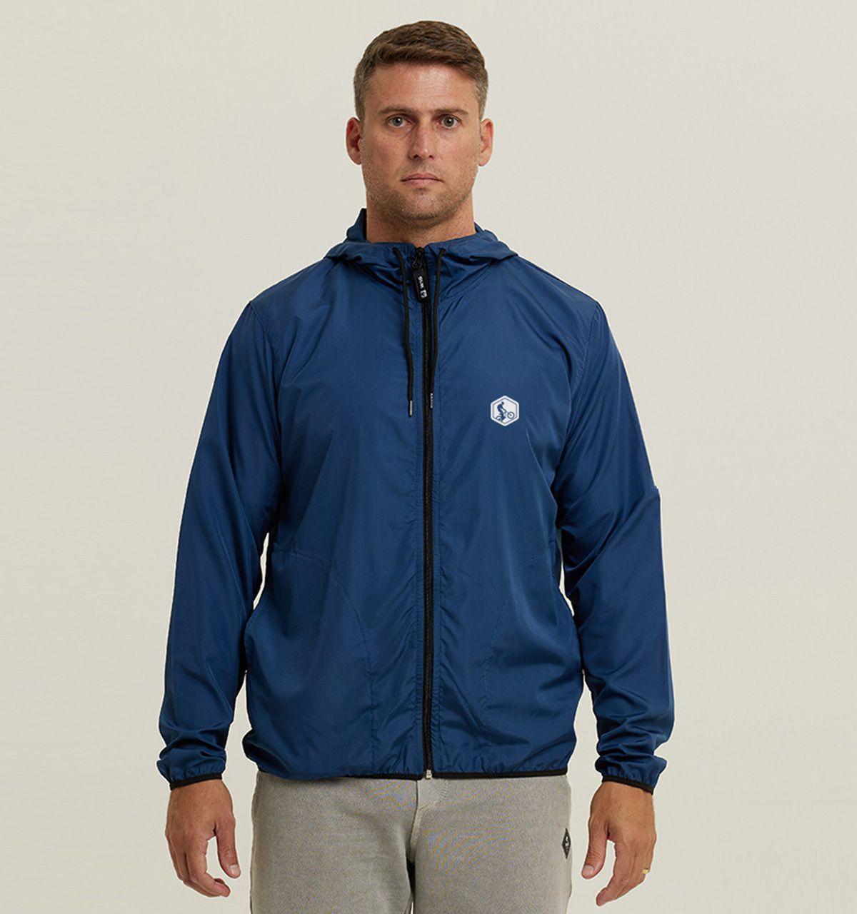 Jaqueta Corta Vento Masculino Azul Ciclismo WSS Brasil Mountain - Main Image