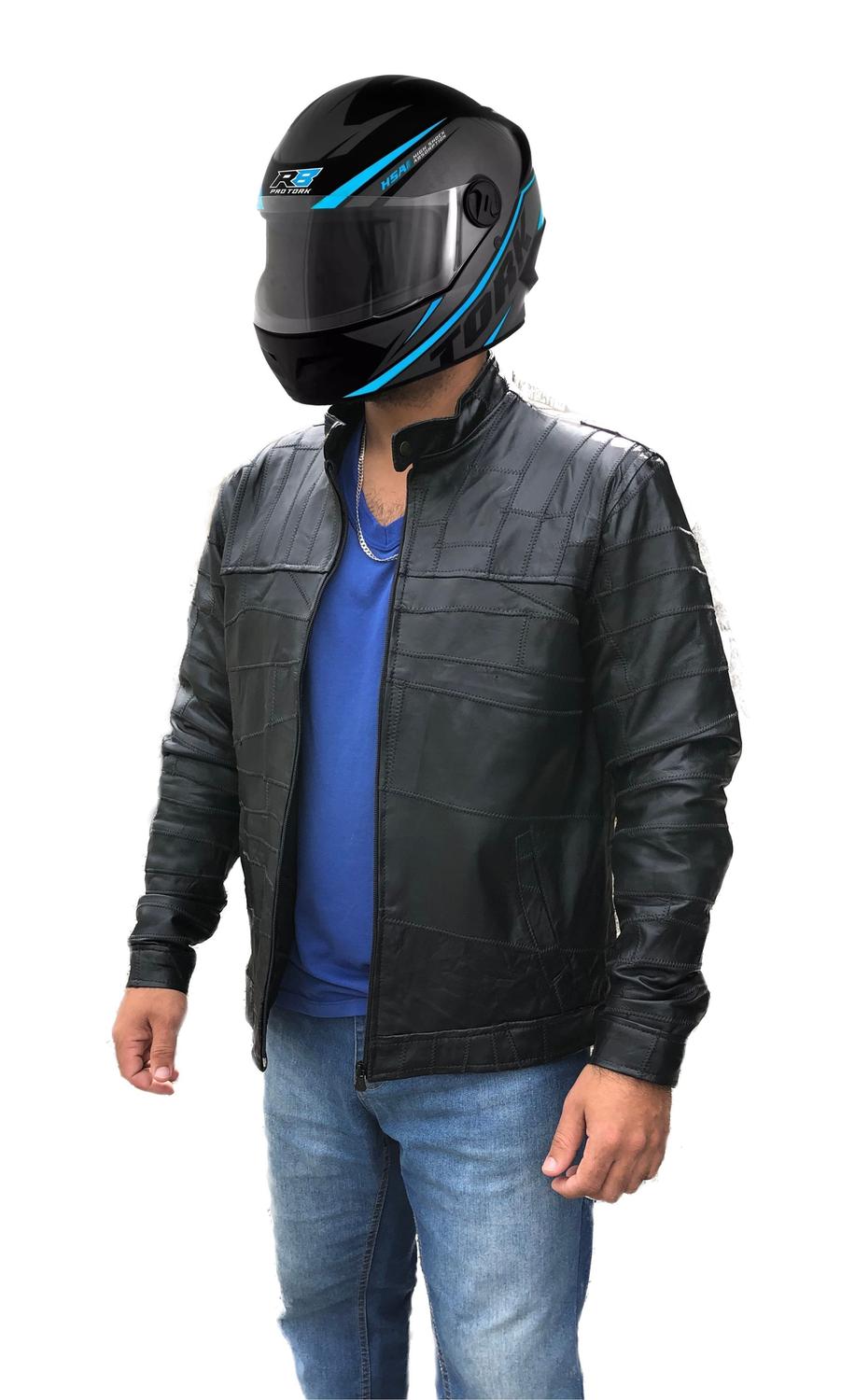 jaqueta de couro esportiva