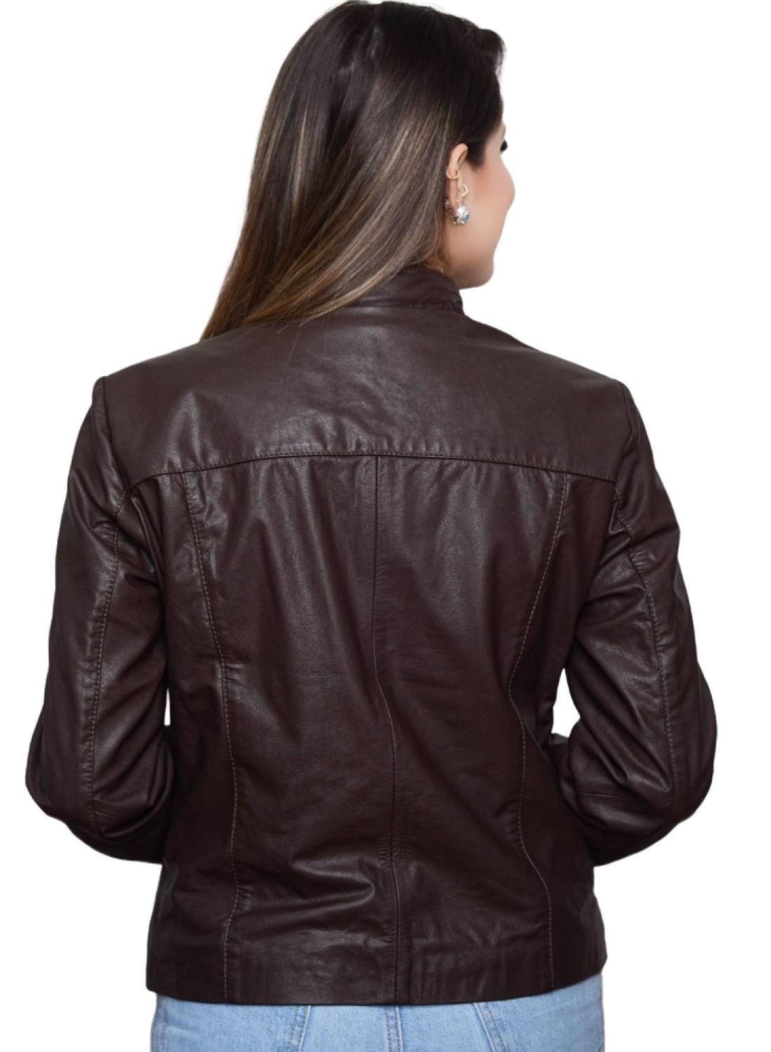 Blazer Jaqueta Couro Feminina Javali Gola Padre PromoÃ§Ã£o De