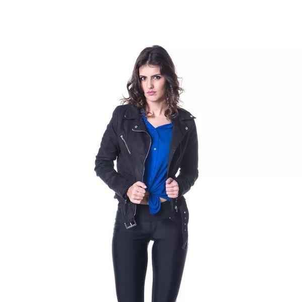 jaqueta suede preta feminina