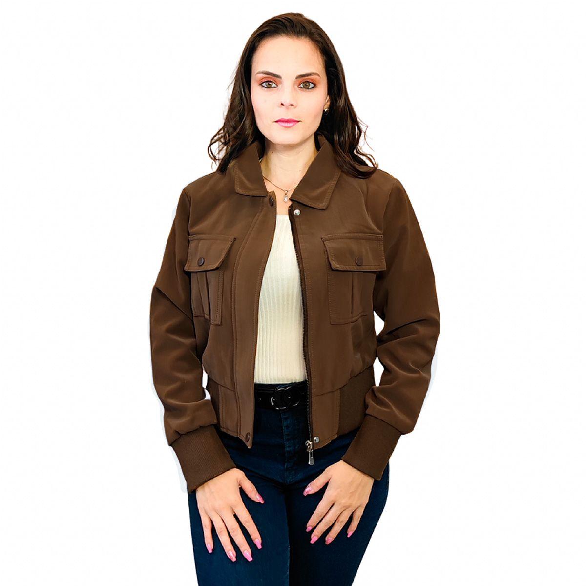 Couro Marrom Café Ver Jaqueta De Couro Feminina Jaqueta Feminina