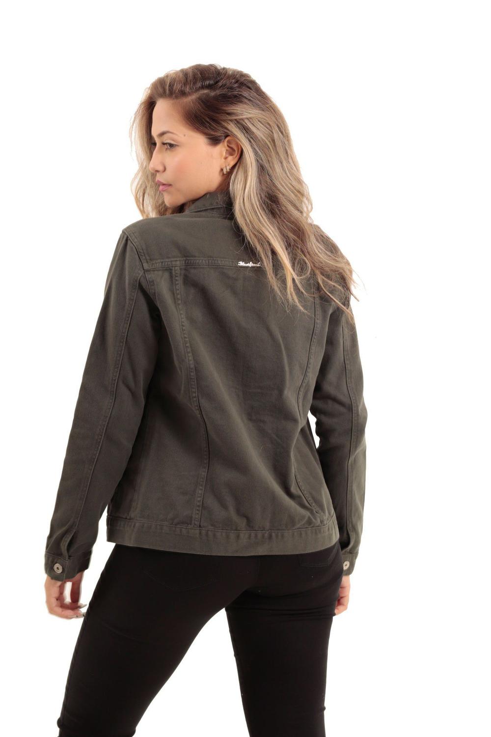 jaqueta feminina sarja verde militar