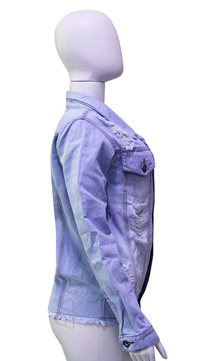 jaqueta jeans feminina rasgadinha