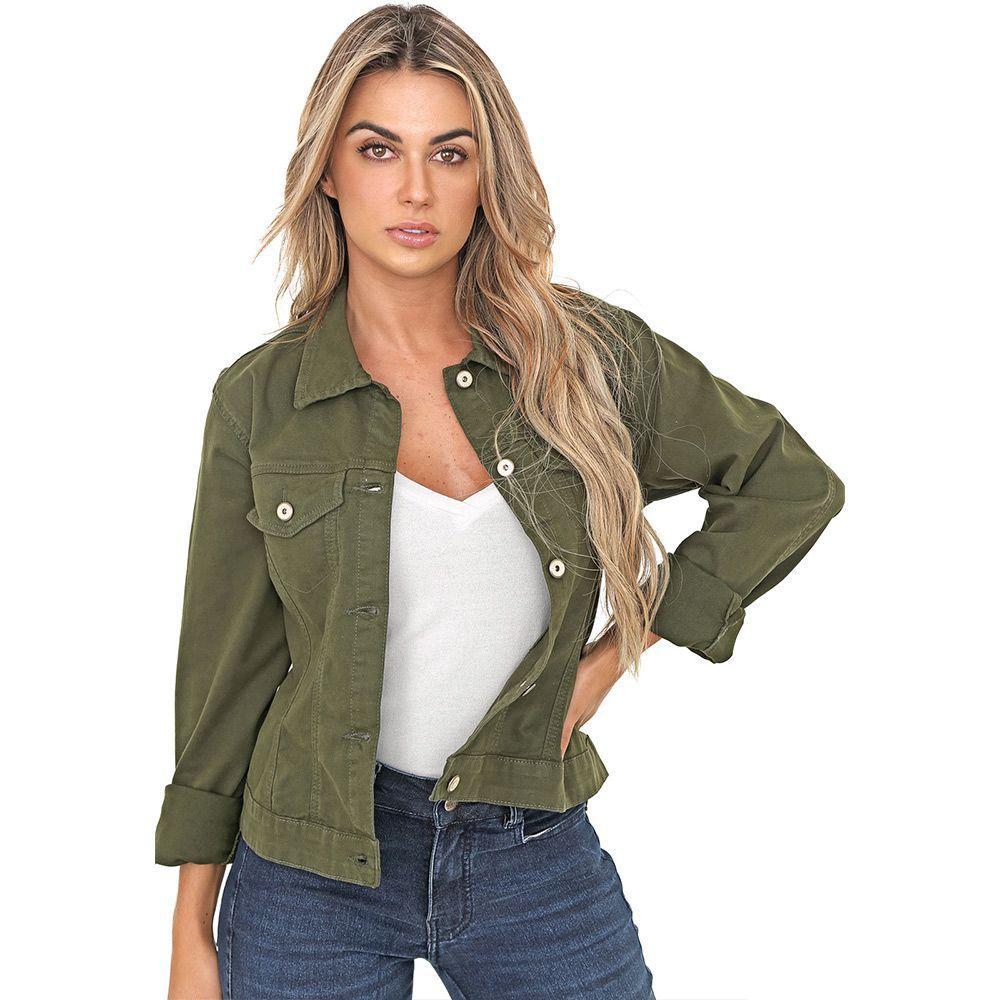 jaqueta jeans verde
