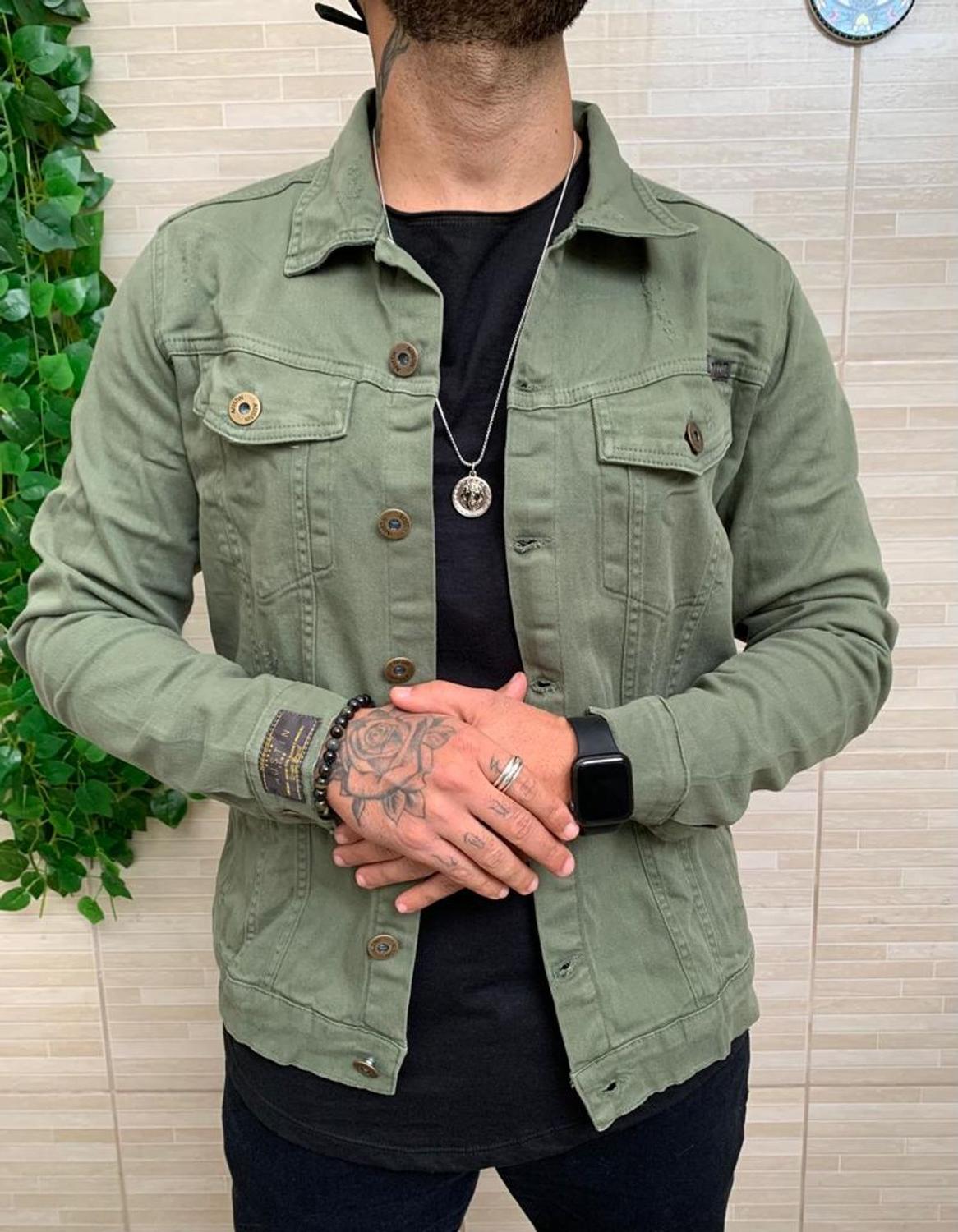 Jeans Camuflada Jacket Jaqueta Jeans Exercito Masculina Jaqueta