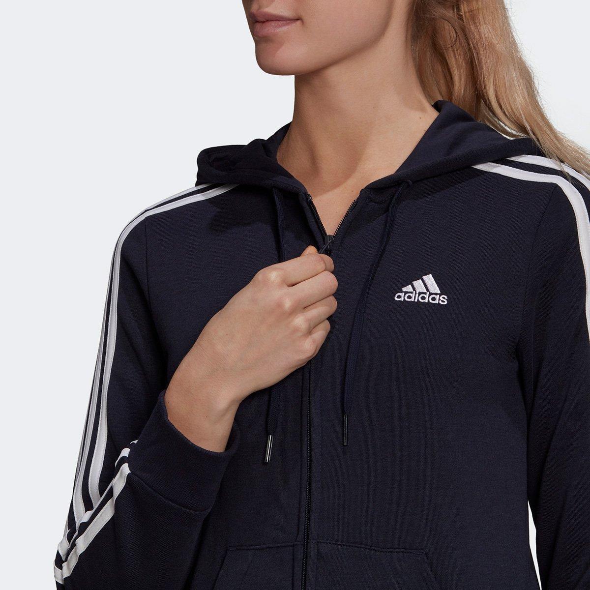 adidas 3 stripe moletom com capuz women's
