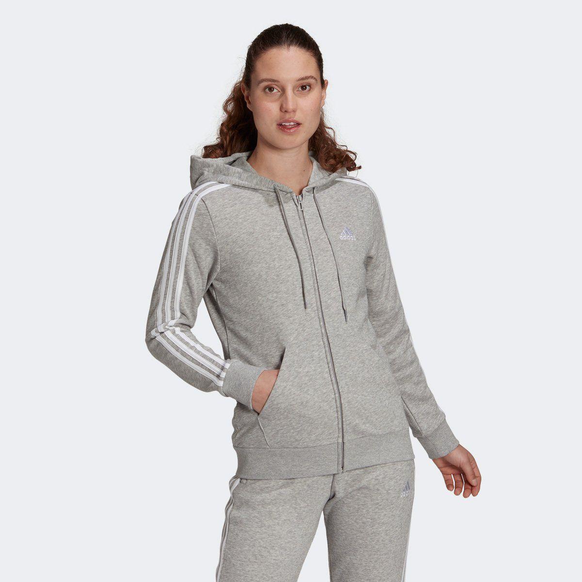 Adidas Essentials Casaco Adidas Feminino Cinza Jaqueta Moletom