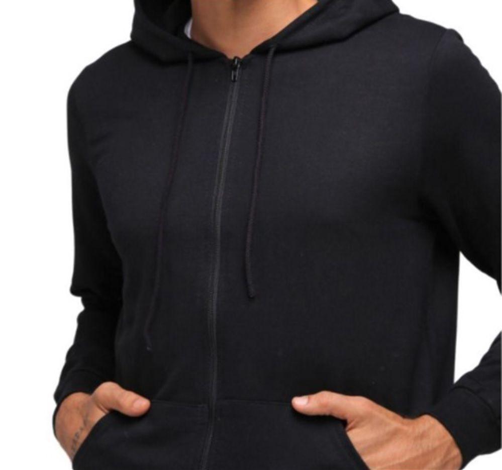 fruit of the loom black zip up moletom com capuz