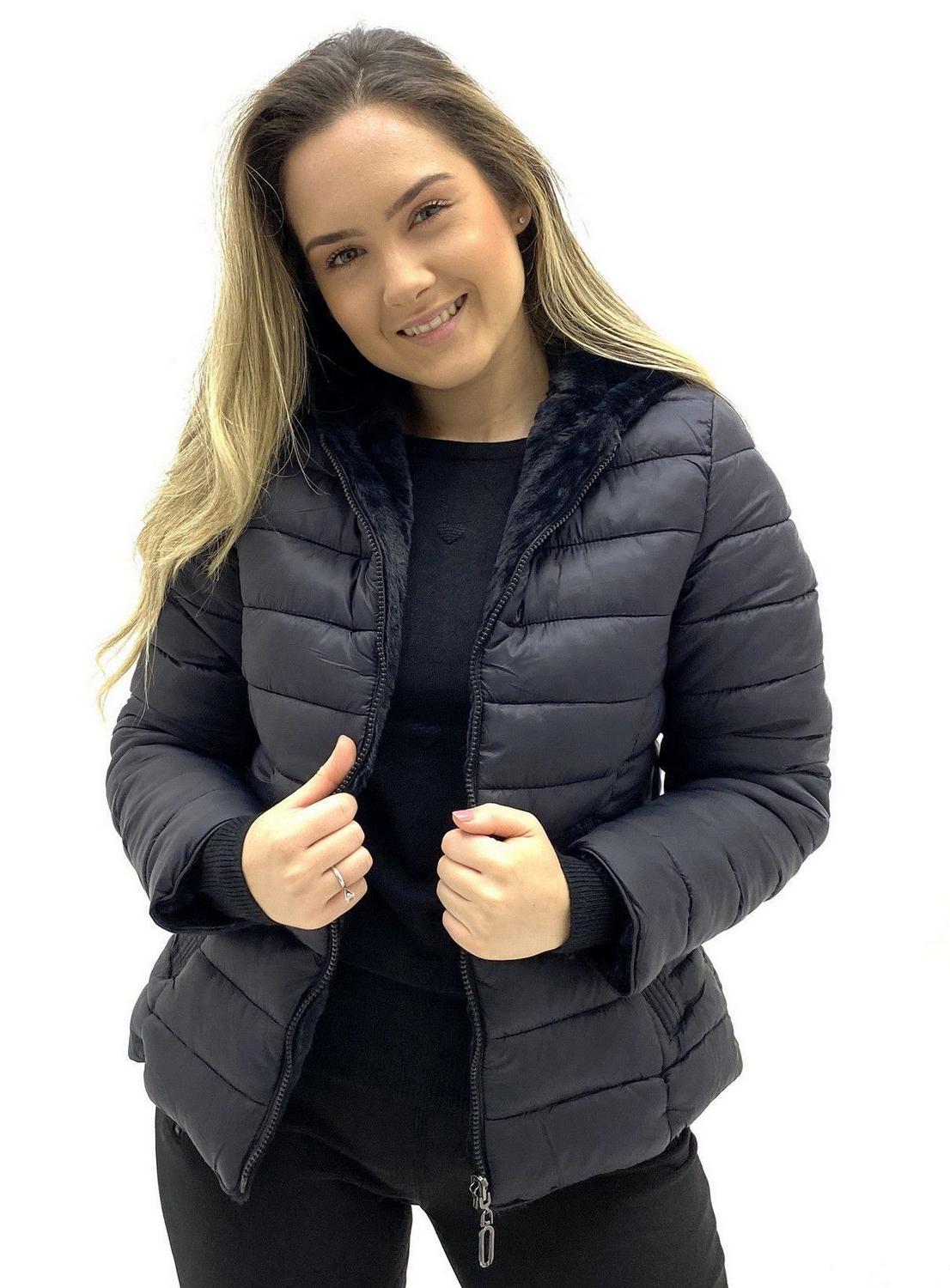 jaqueta nylon dupla face feminina