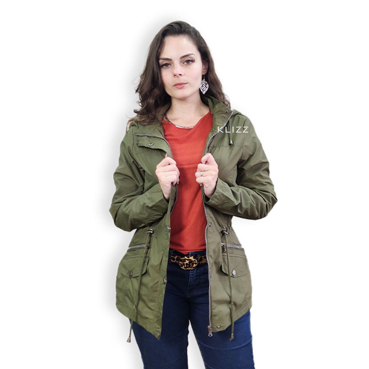 Jaqueta Parka Jeans Capuz Feminina Jaqueta Verde Militar Feminina