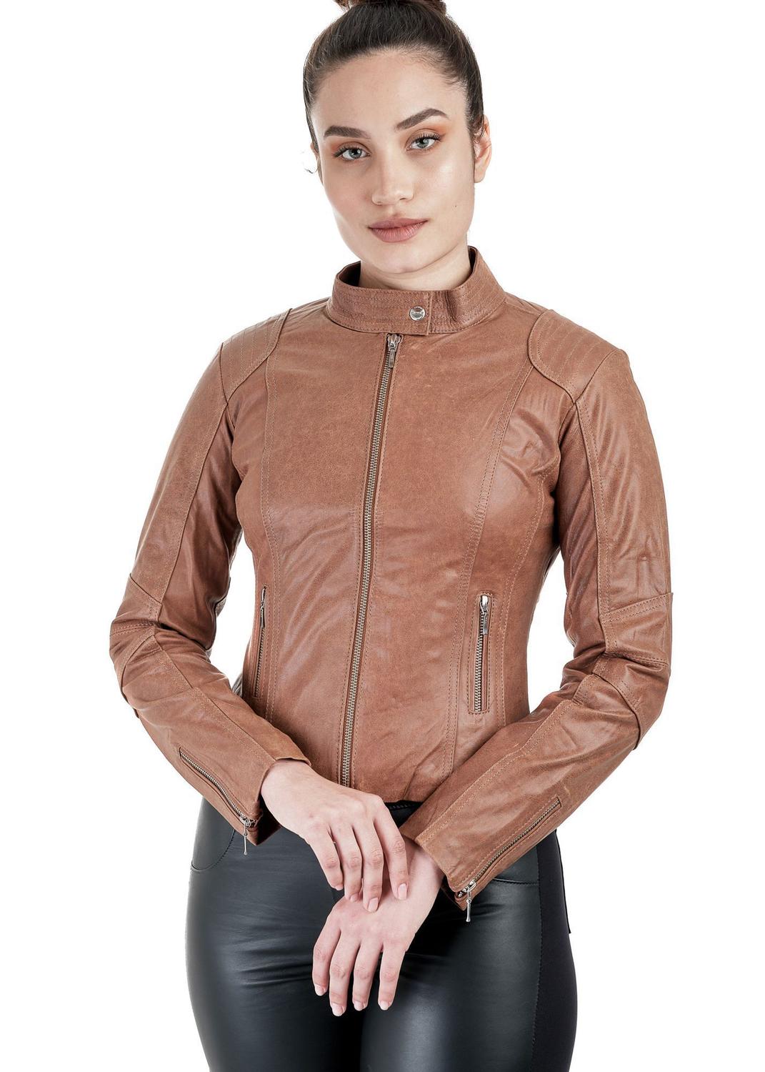 jaqueta couro caramelo