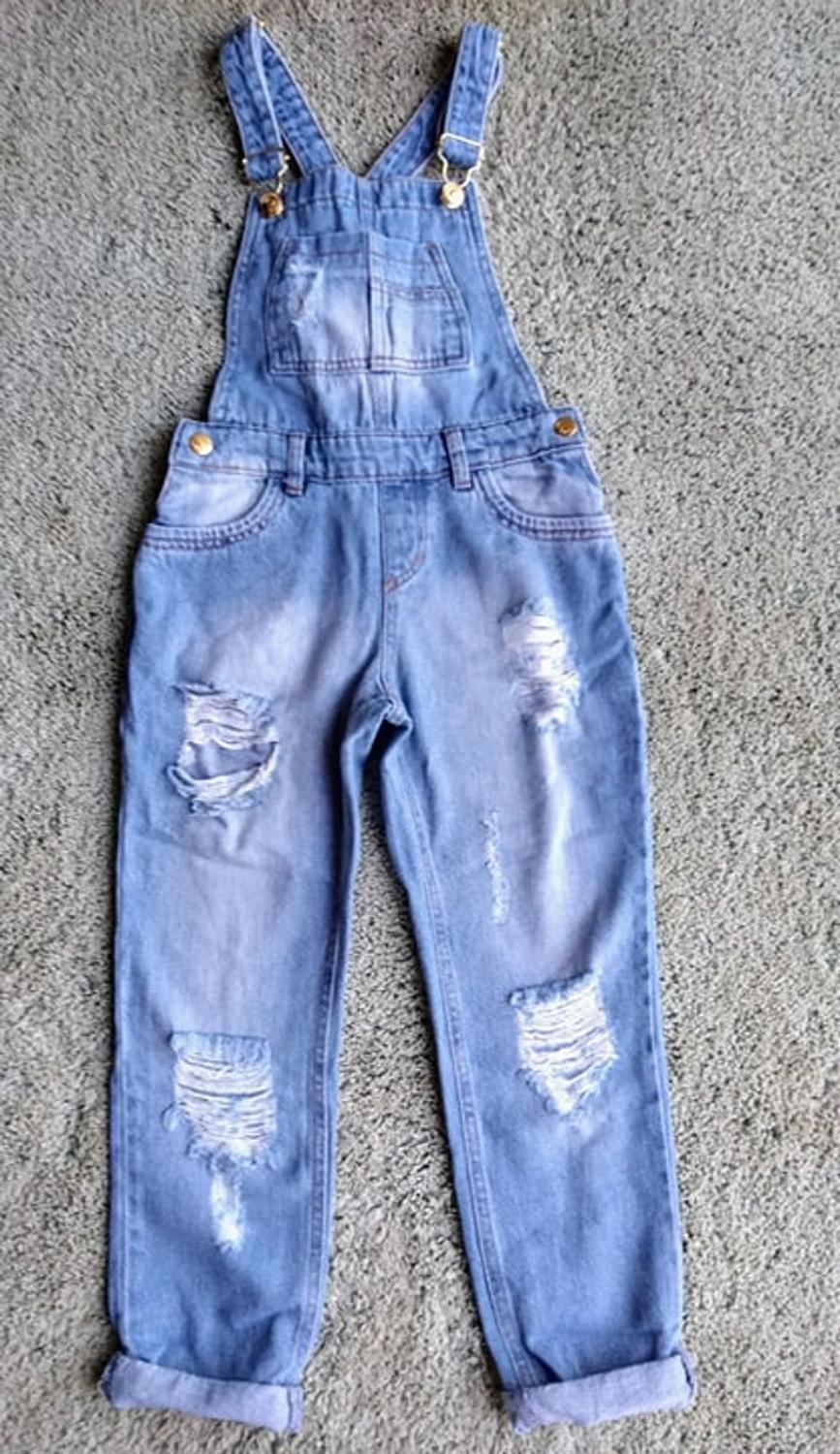 macacao longo jeans infantil