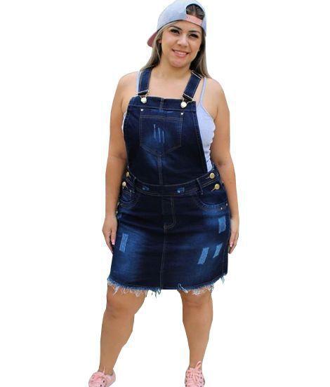 macacão jeans saia feminino