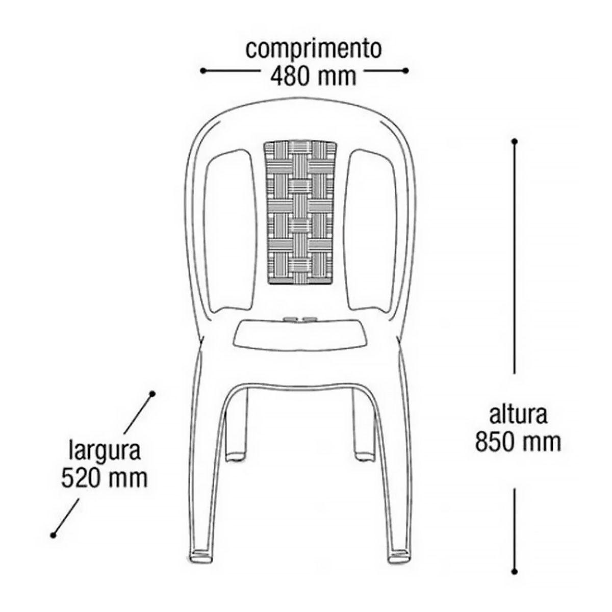 Conjunto 10 Cadeiras Plásticas Preta Bistrô até 154kg