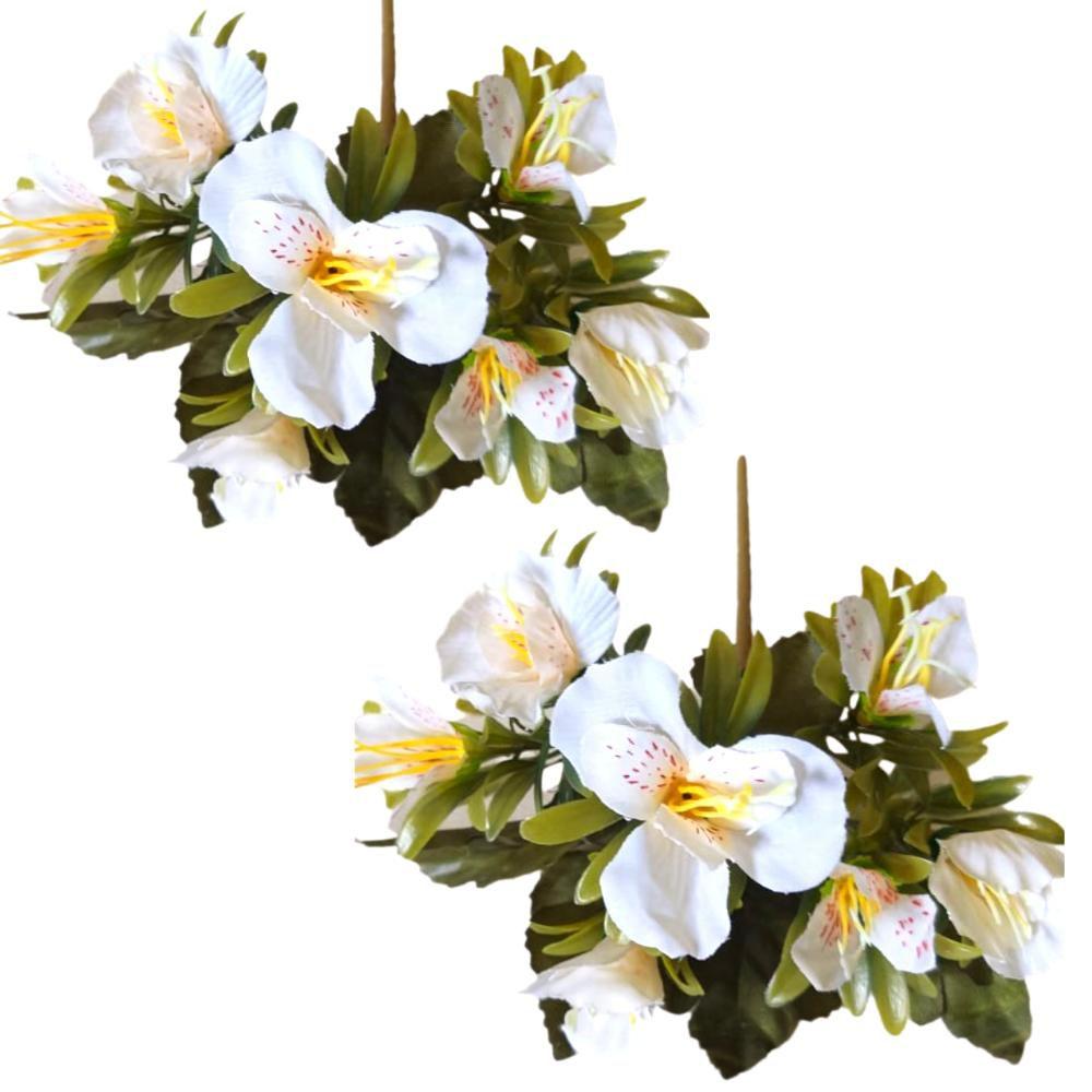 Jogo C/ 2 Mini Buquês De Azaleia C/ 7 Flores 27cm Branca. - Multiart -  Outros Decoração - Magazine Luiza