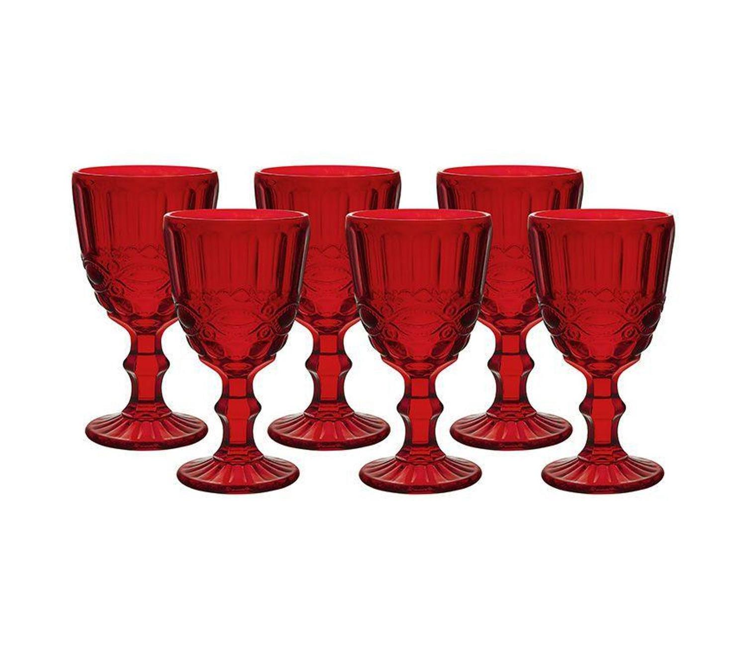 Jogo com 6 taças em vidro vermelho para água Elegance 320ml - Hauskraft ...