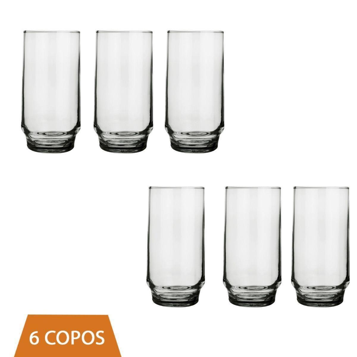 Jogo Copo Lights Agua Suco Vidro Long Drink 300ml - 3 CjS 6 Un