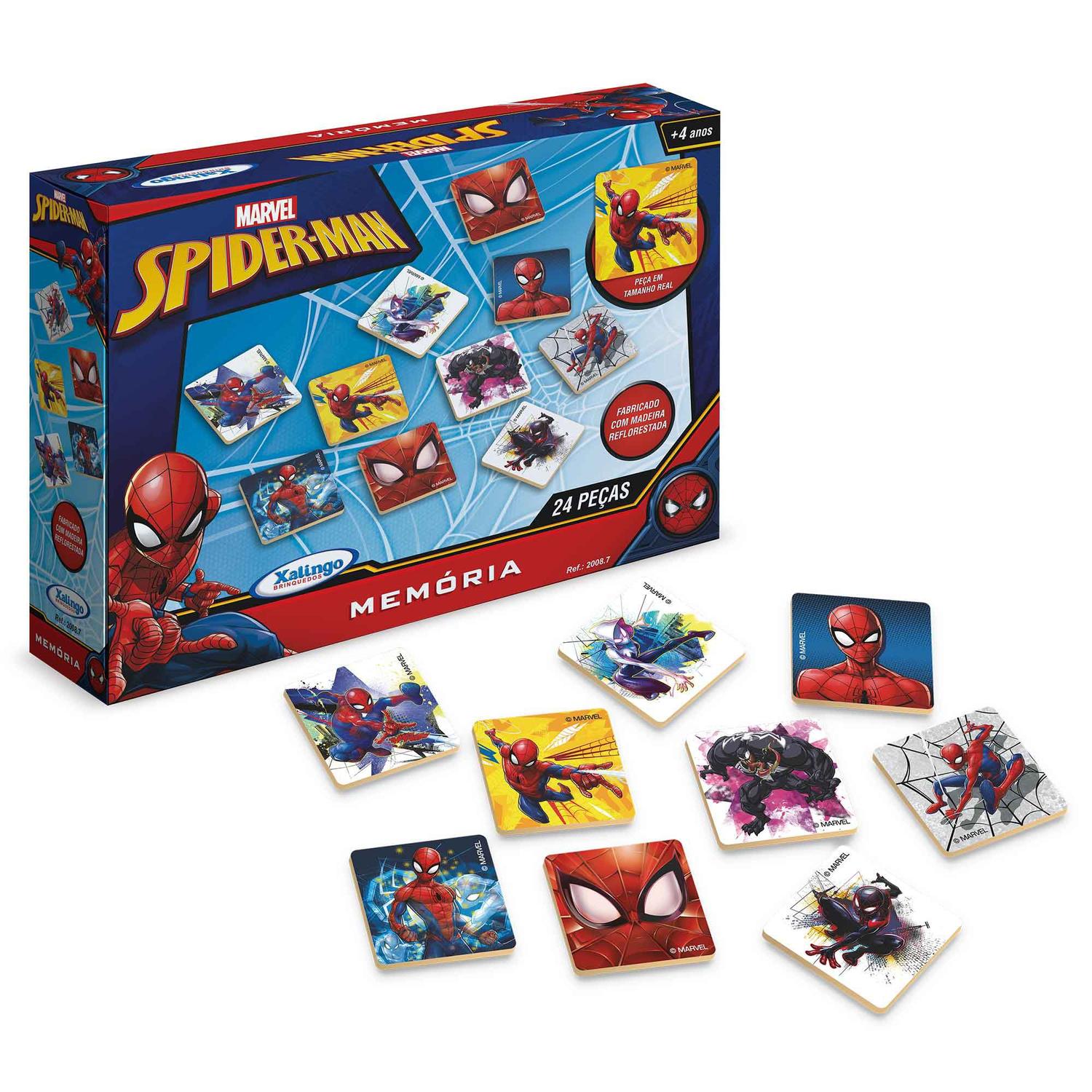 Jogo Da Memória Homem Aranha 24 Peças Madeira - Xalingo - Jogos de ...