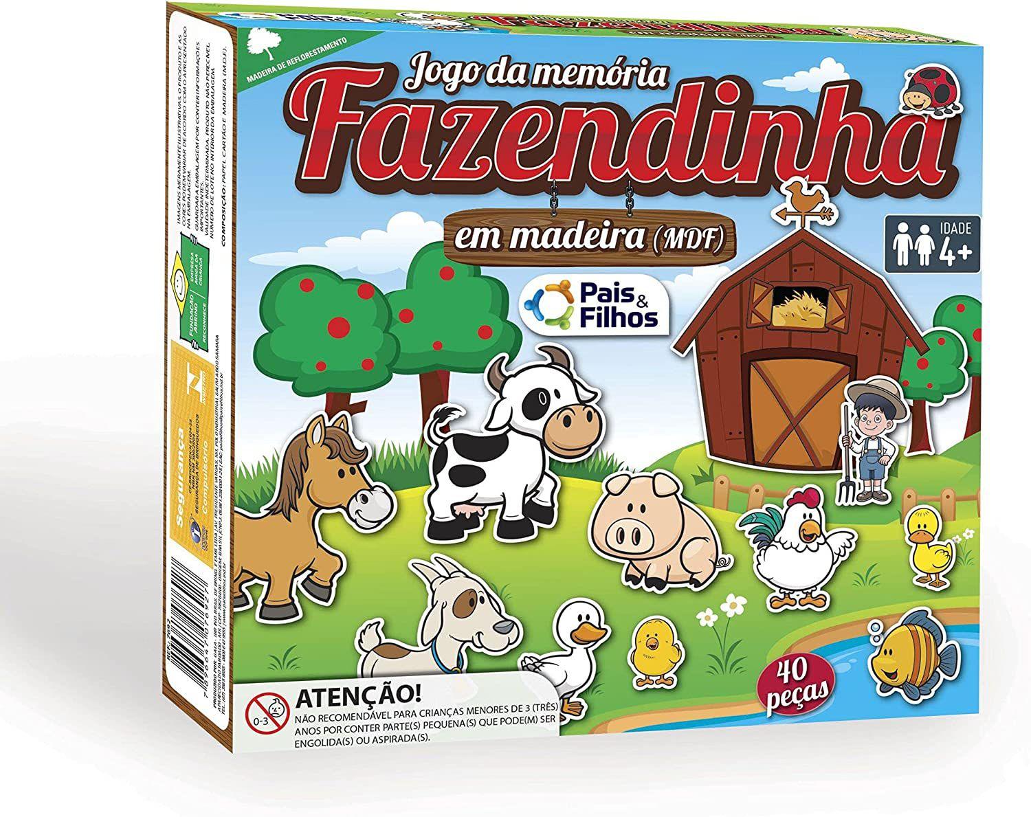 Jogo Da Memoria Infantil Brinquedo Pedagogico Mdf Fazendinha Animais Pais e  Filhos, Magalu Empresas