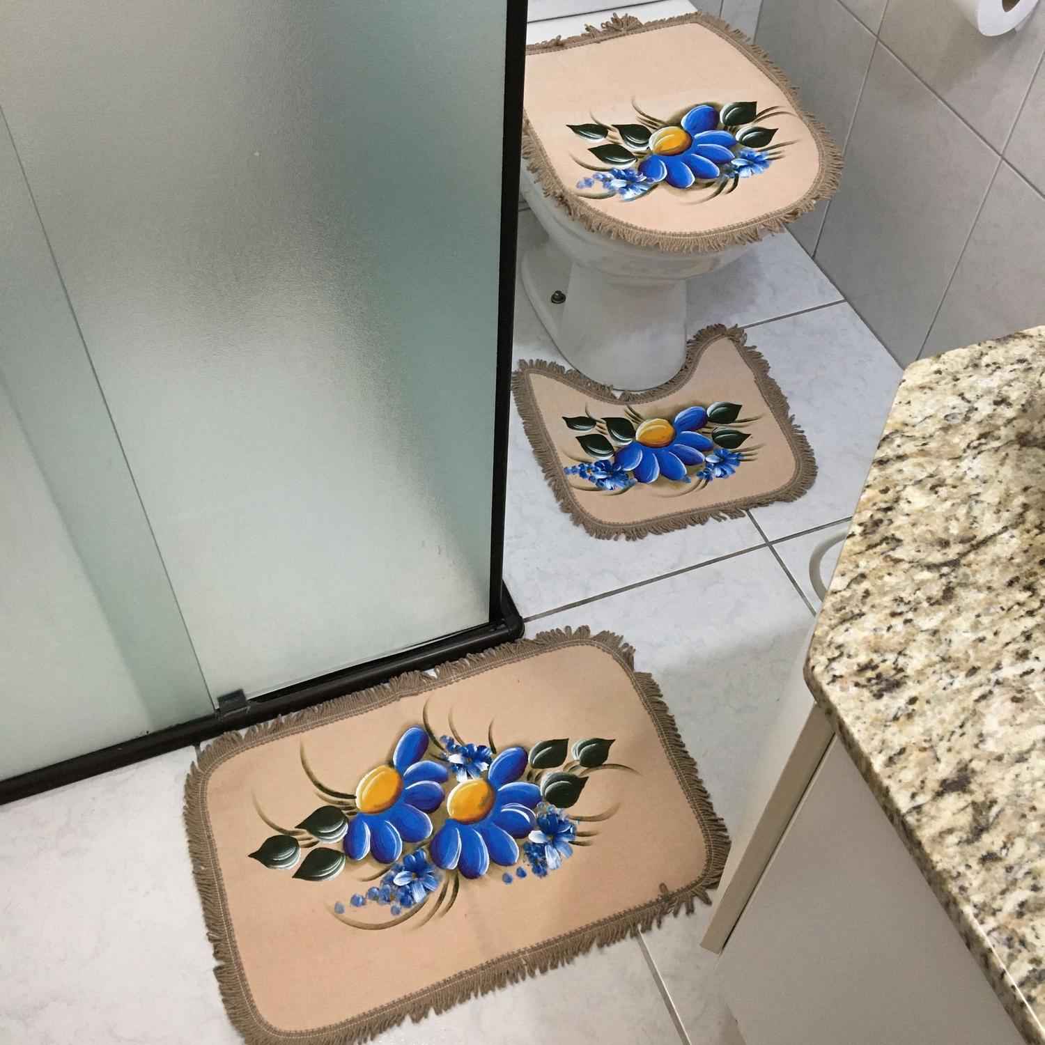 Jogo de banheiro pintado a mão Outlet