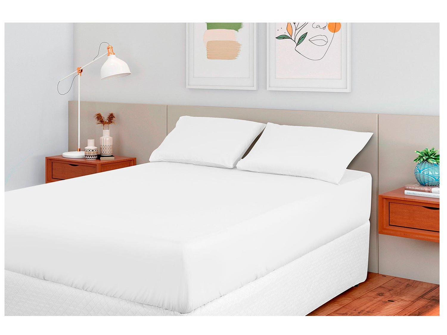 Jogo de Cama Casal 100% Poliéster Marcelino Têxtil Hypercal Branco 3 Peças