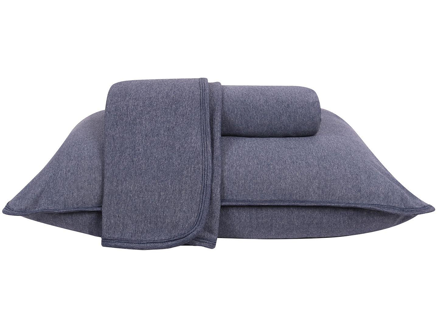 Jogo de Cama Casal Atlântica Mescla Urban Azul Escuro 3 Peças