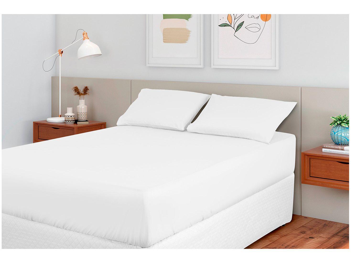 Jogo de Cama Queen 100% Poliéster Marcelino Têxtil Hypercal Branco 3 Peças