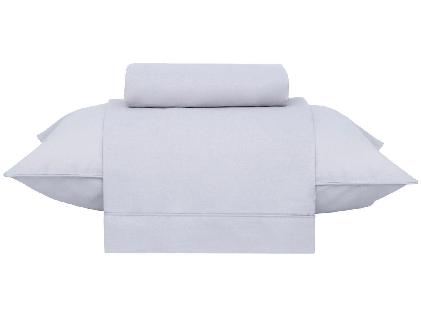 Jogo de Cama Solteiro 100% Algodão Buddemeyer 180 Fios Basic Percalle Cinza 3 Peças