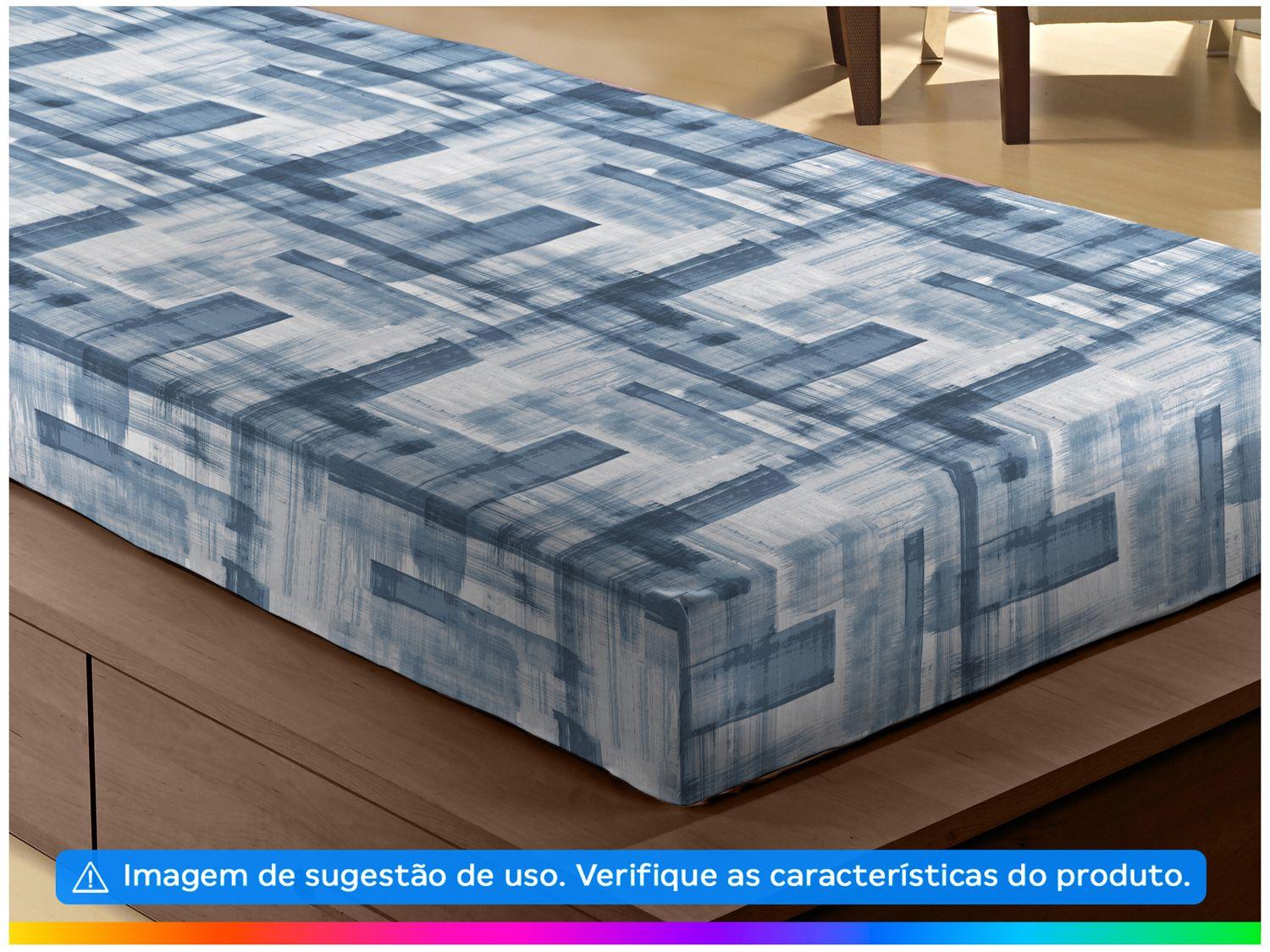 Jogo de Cama Solteiro 100% algodão Camesa 120 fios Super Cotton Linen Azul 2 Peças