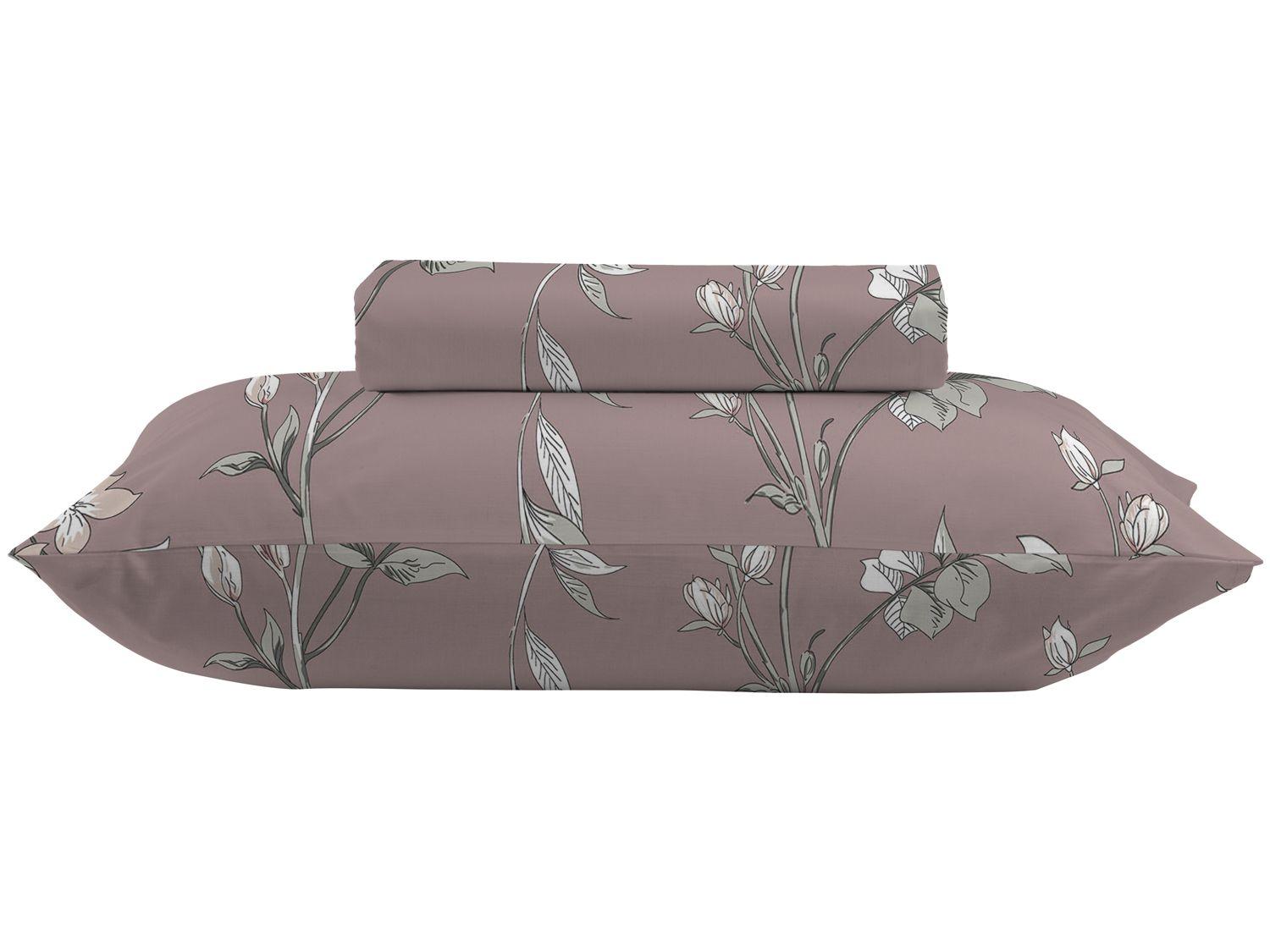 Jogo de Cama Solteiro 100% Algodão Camesa 120 Fios Super Cotton Rosa 2 Peças
