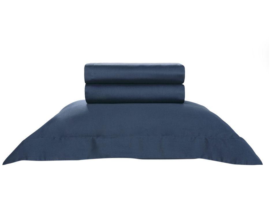 Jogo de Cama Solteiro 100% Algodão Karsten 270 Fios Domos Marinho 3 Peças