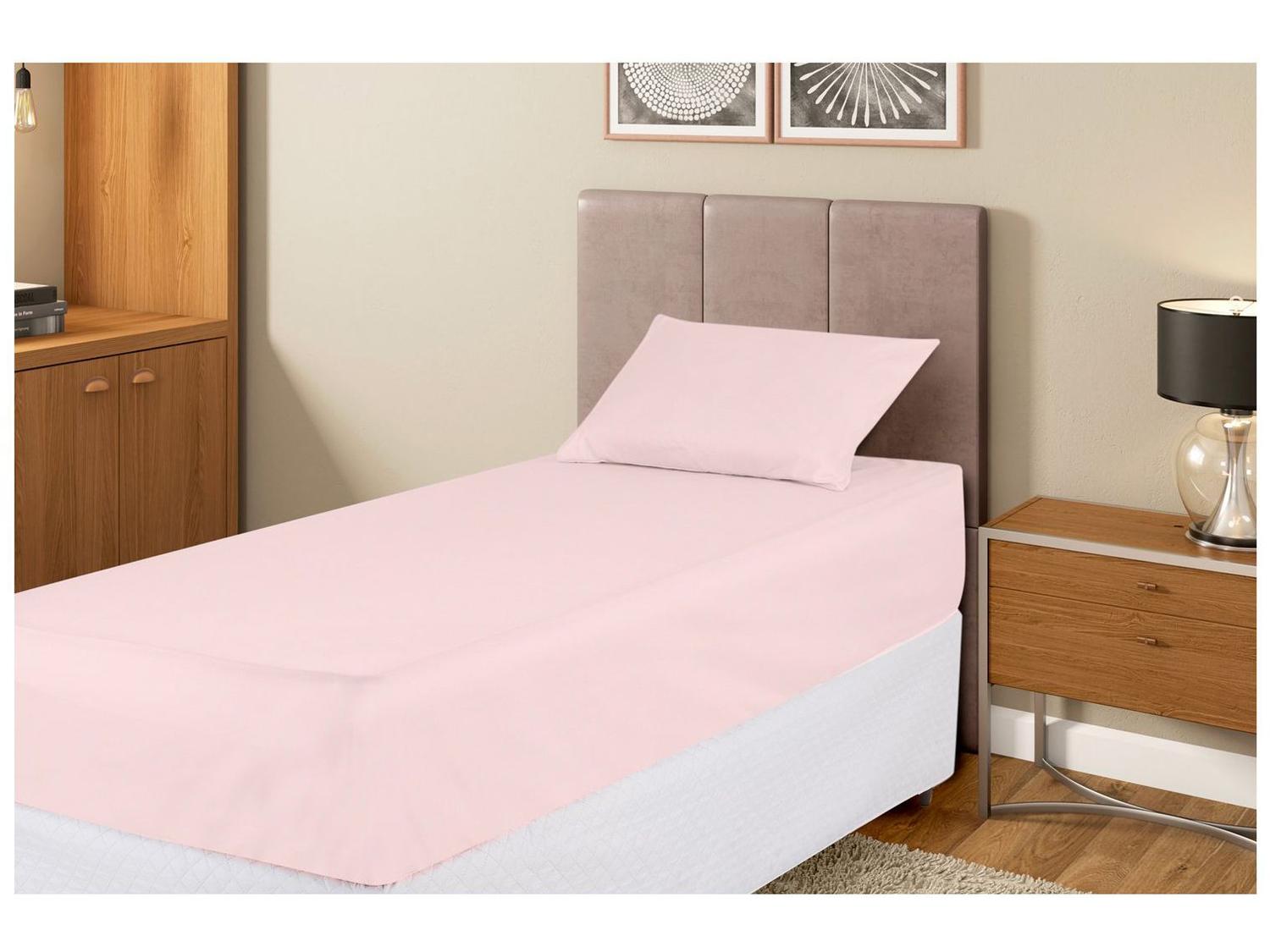 Jogo de Cama Solteiro 100% Poliéster Marcelino Têxtil Hypercal Rosé 2 Peças