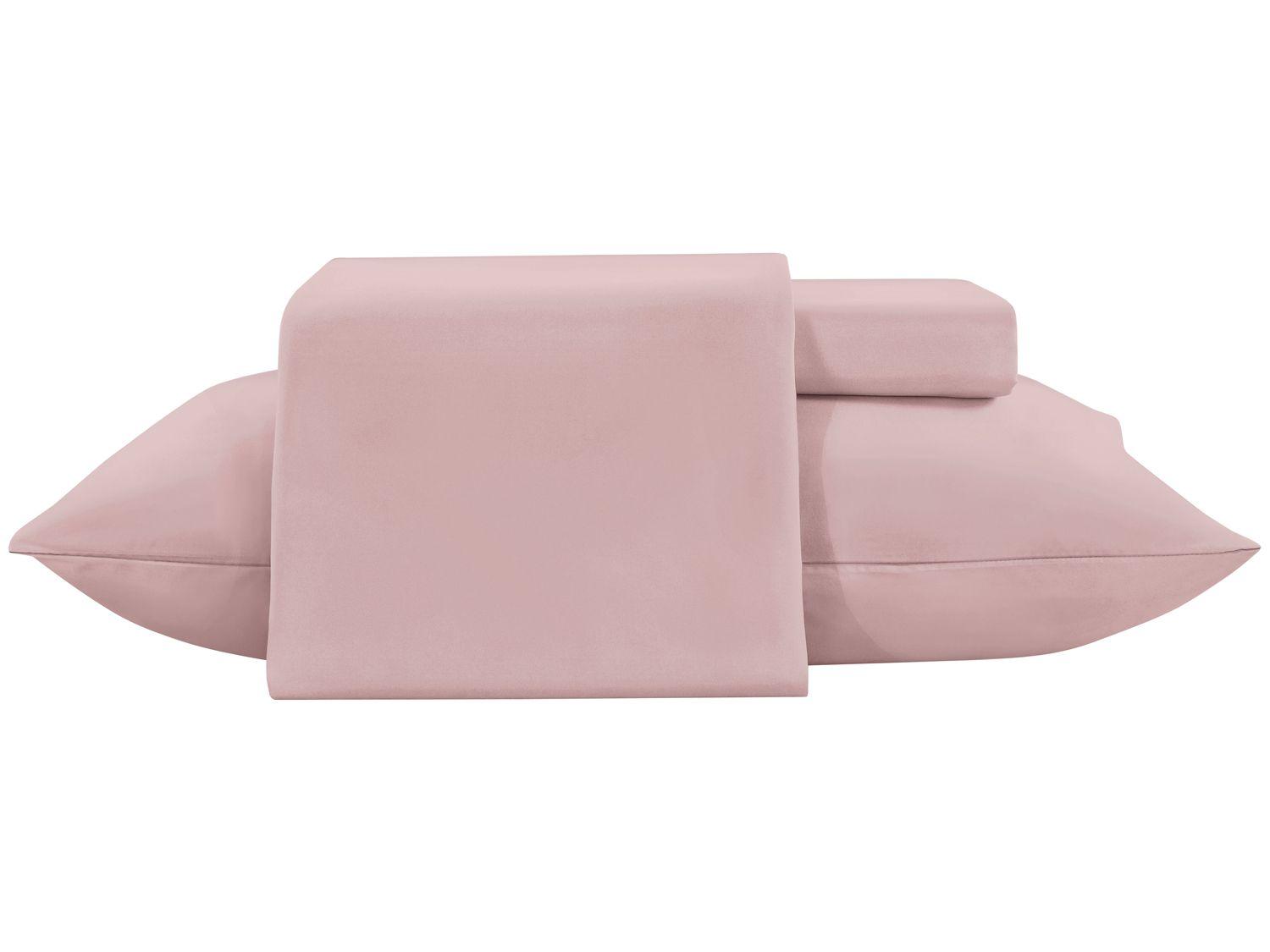 Jogo de Cama Solteiro de Poliéster Jolitex 300 Fios Toque de Seda Rose 3 Peças