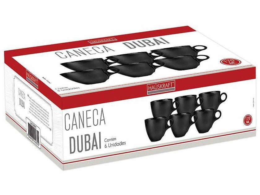 Jogo de Canecas Chá e Café de Vidro Preta 170ml