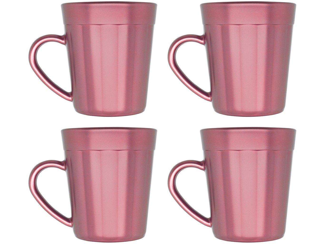 Jogo de Canecas de Vidro Rosé 270ml Copo Americano