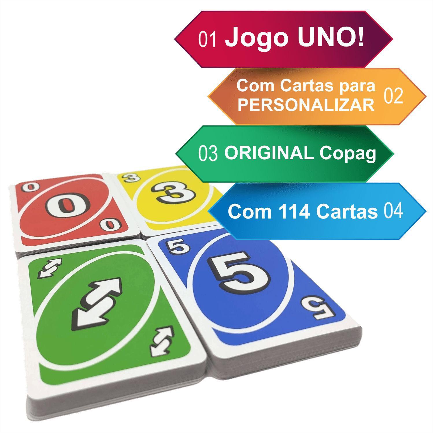 Jogo de Cartas Uno Baralho Para Personalizar Certificado Inmetro