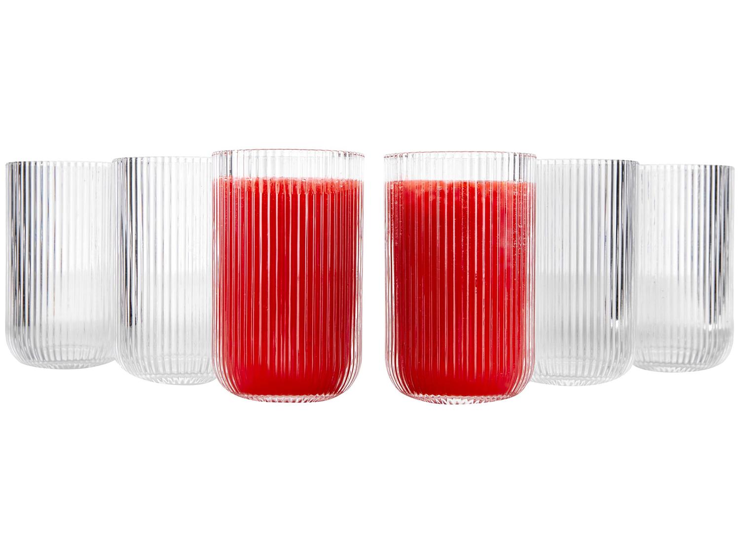 Jogo de Copos de Vidro 430ml 6 Peças Haus Concept Canelado