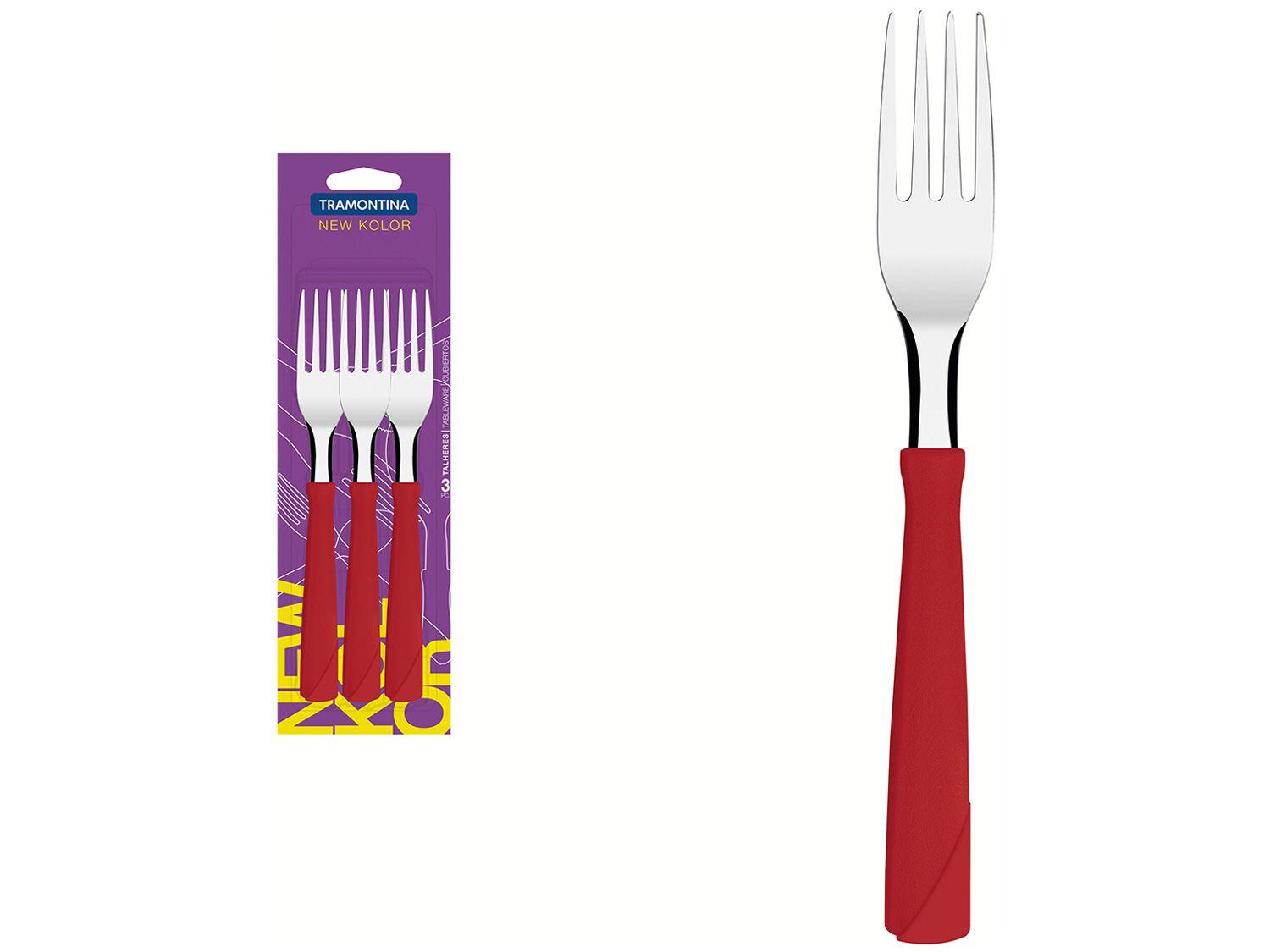 Jogo de Garfos de Mesa Tramontina Inox New Kolor 3 Peças