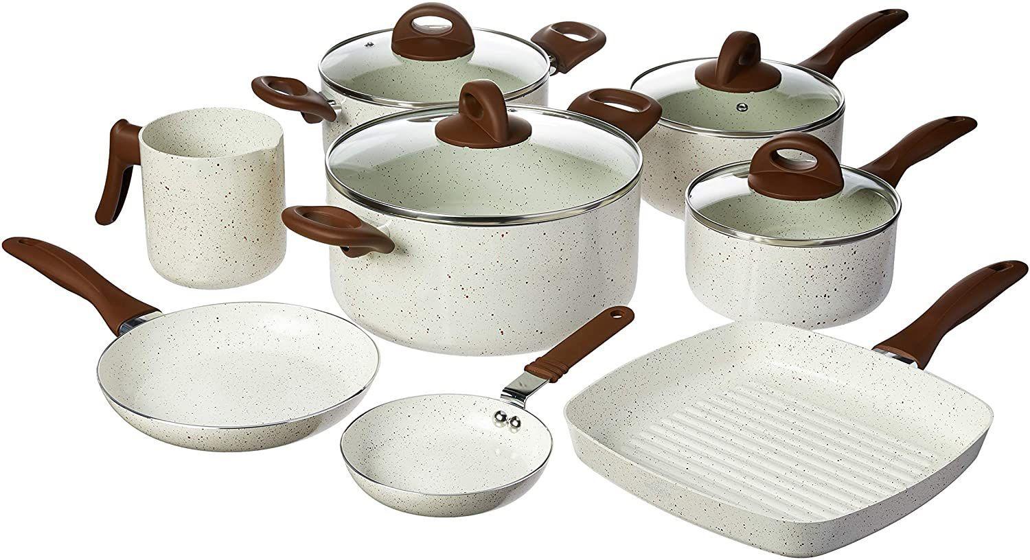 Jogo de Panelas Antiaderentes Brinox Ceramic Life Smart Plus Vanilla 8 Peça...