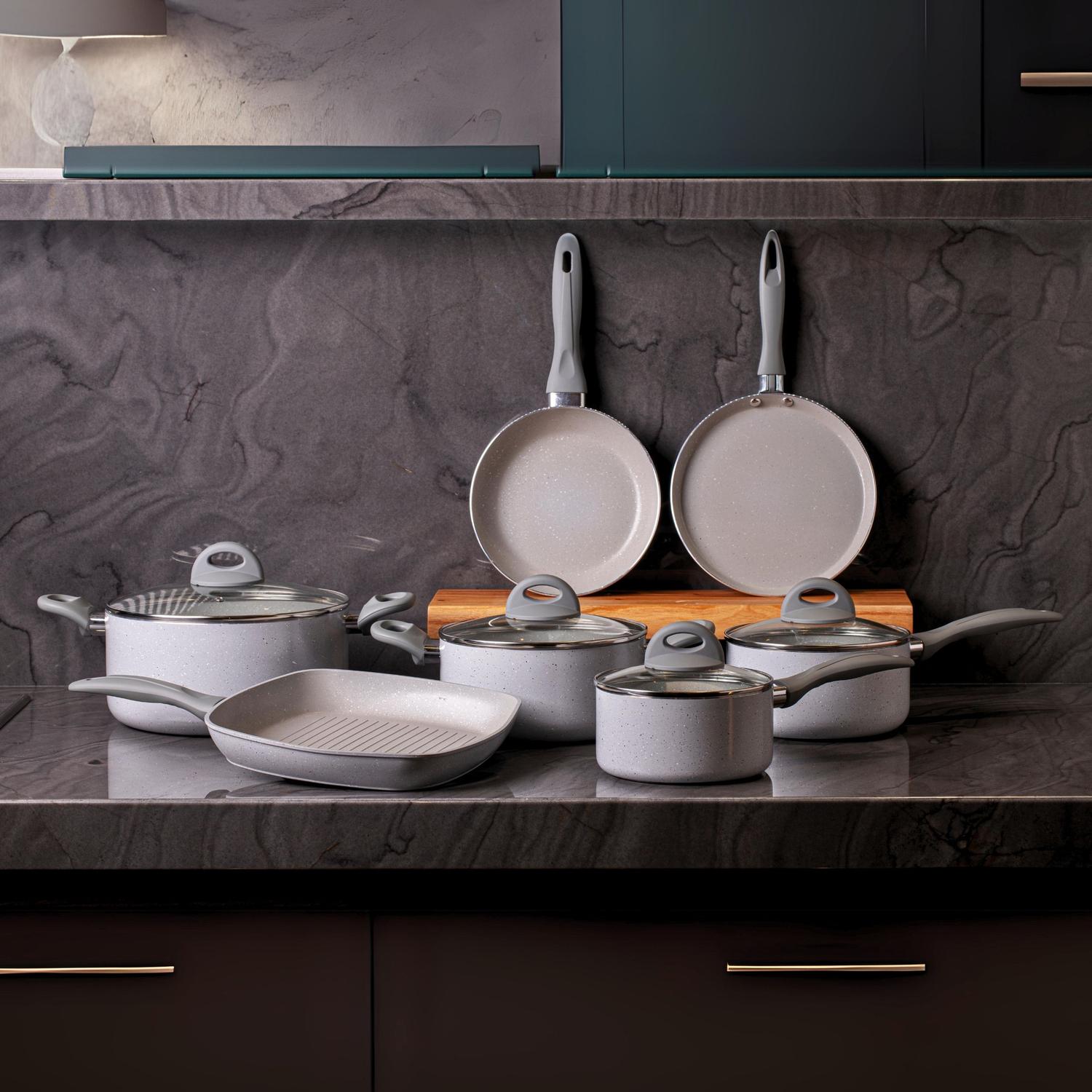 Jogo de Panelas Brinox Ceramic Life Marble Blend 7 Peças